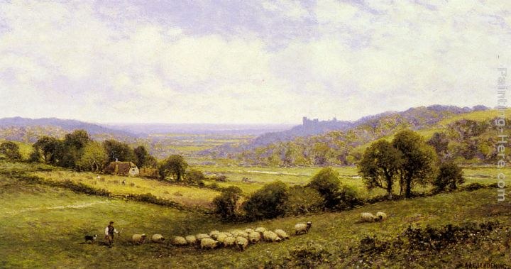 Alfred Glendening Near Amberley, Sussex, with Arundel Castle in the Distance